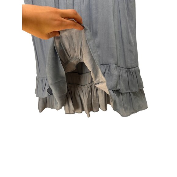 Mulla Fringe Tunic Dress Womens Large Blue Tassel Scoopback Tiered Hem Bohemian - Picture 13 of 14